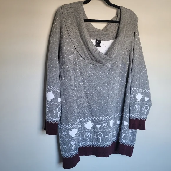 BEAUTY AND THE BEAST Soft Cozy Off Shoulder Sweater Women's 3X TORRID x DISNEY - Picture 11 of 12